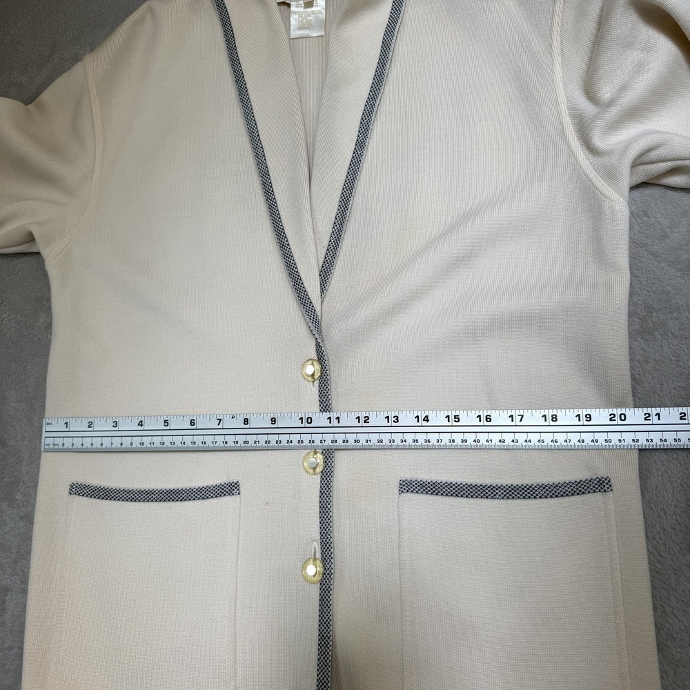 Vtg Escada Cardigan Sweater Women 36 US Small White Contrast Trim Wool Old Money - Picture 10 of 15